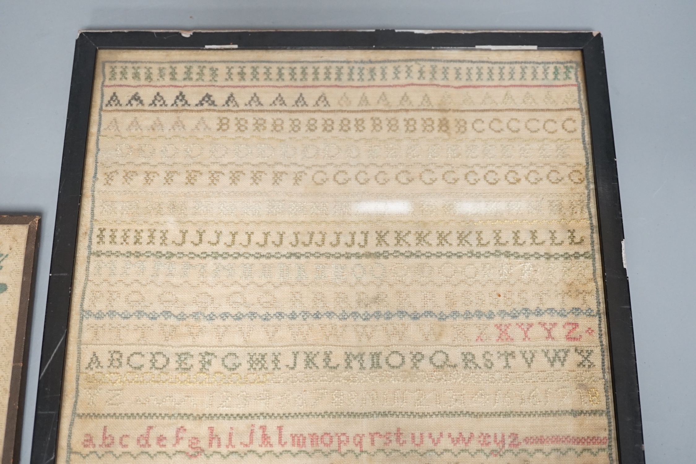 An unusual William IV ‘Register of birth’ small sampler together with four other samplers ranging in date from 1778 to 1851, largest 56 cm x 20.5 cm (5)